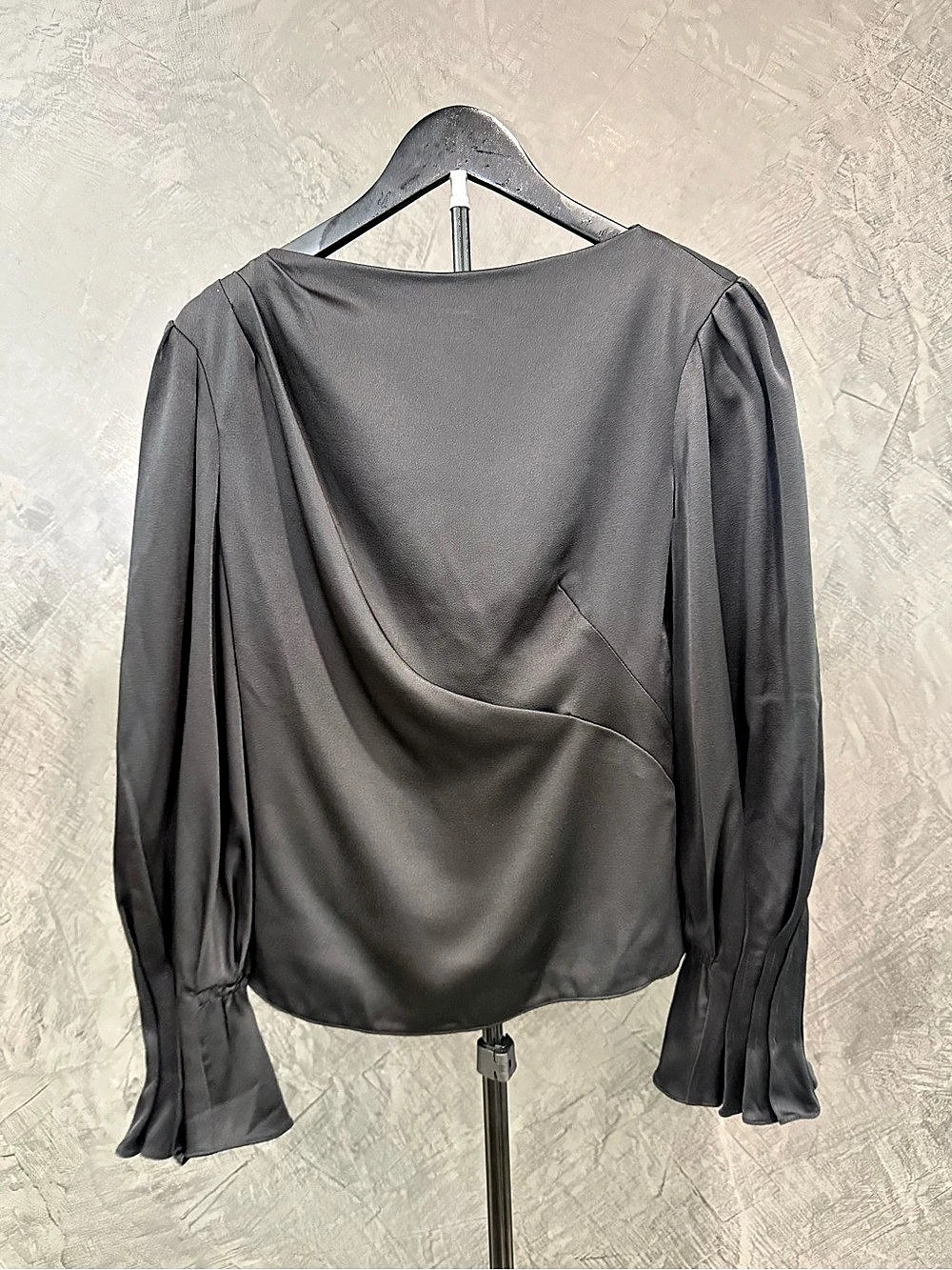 Peter Pilotto Satin Drape Blouse in Black NWT